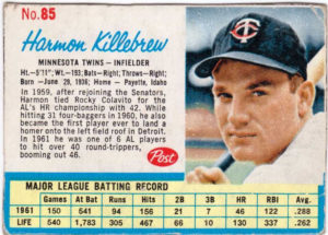 Harmon Killebrew 1962 Post Cereal